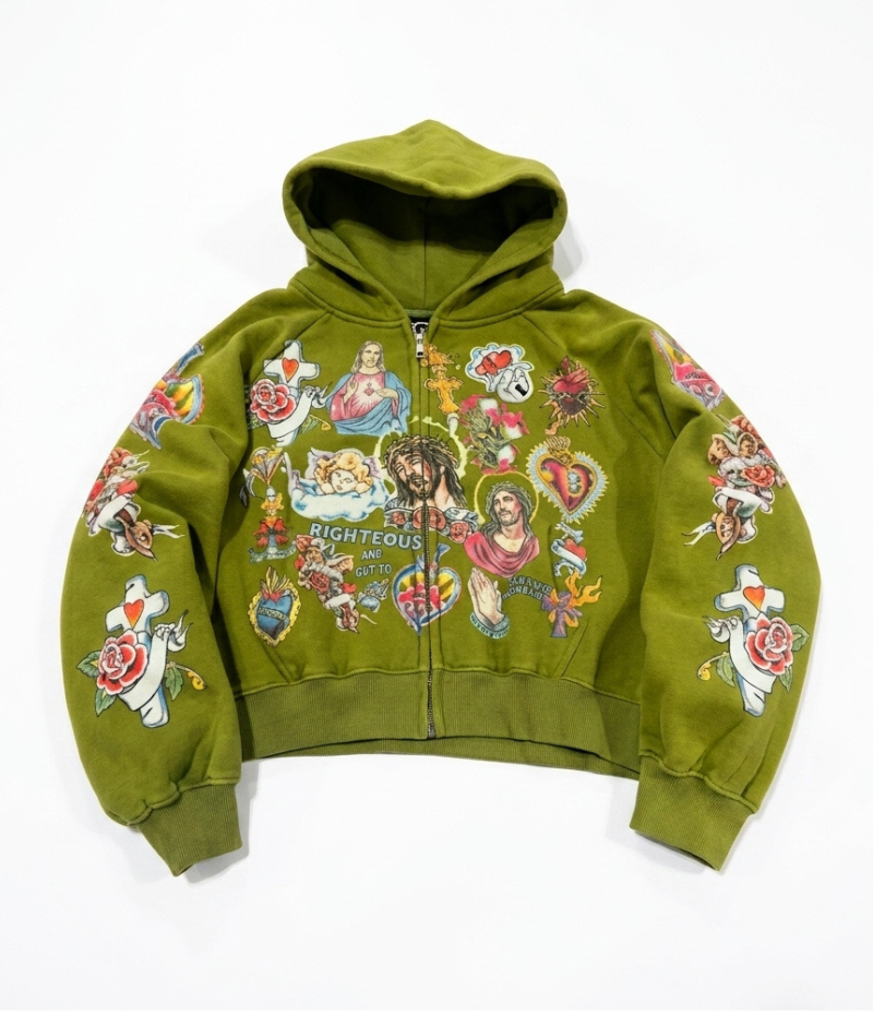 We Are Righteous Moss “Risen King” Zip Up Front We Are Righteous Moss “Risen King” Zip Up front view