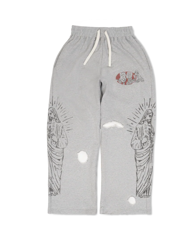 We Are Righteous “3:16” Distressed Sweats Front We Are Righteous “3:16” Distressed Sweats front view