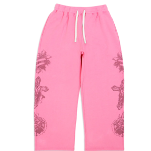 Werighteous “Tatted Believer” Sweatpants (Pink) front view