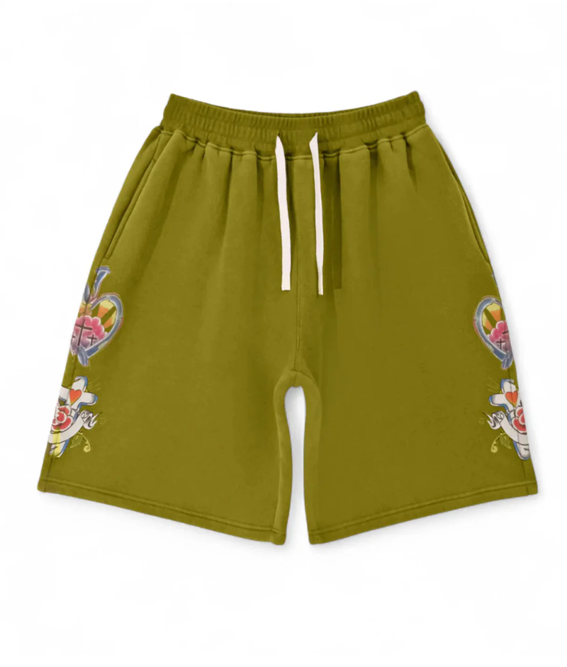 Righteous Risen King Shorts Green Righteous Risen King Shorts Green Front View