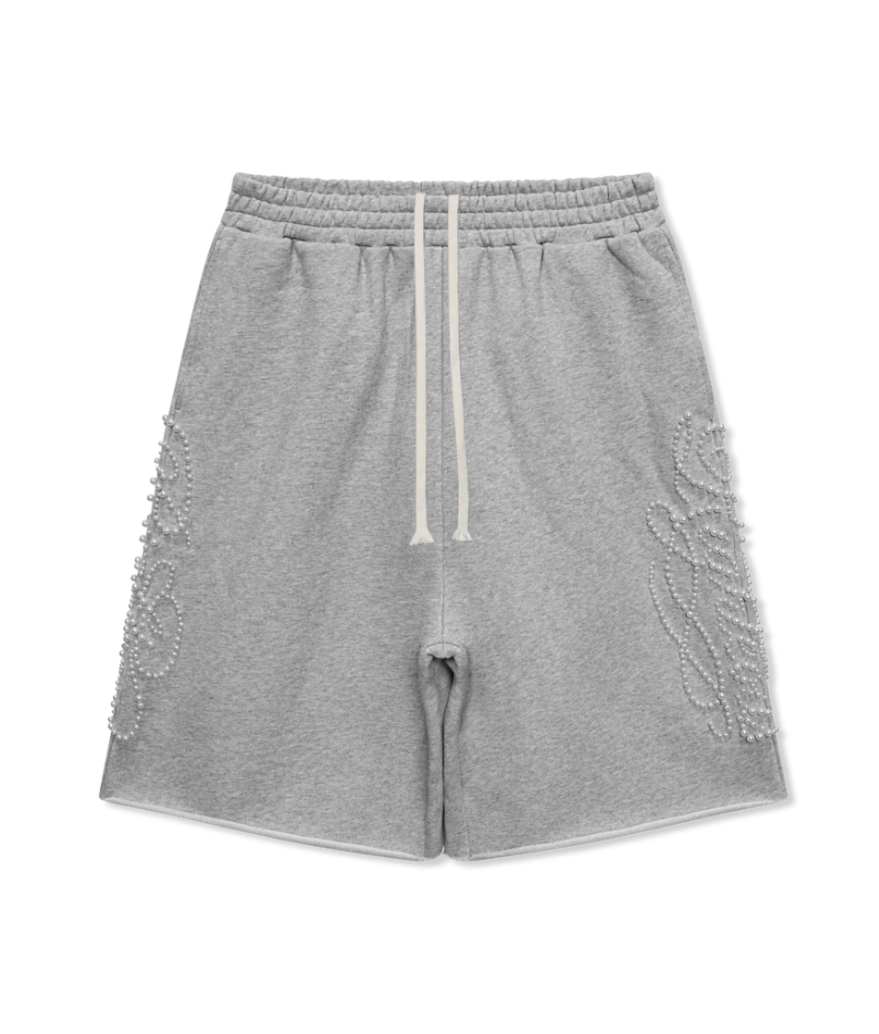 We Are Righteous “Script Pearl” Sweatshorts We Are Righteous Script Pearl Sweatshorts Front View