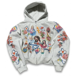 We Are Righteous “Risen King” Cropped Zip Up Hoodie White front view