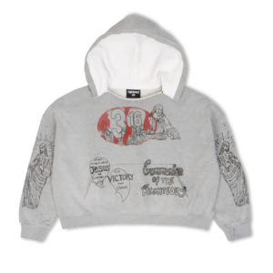 Righteous “3:16” Distressed Hoodie front view