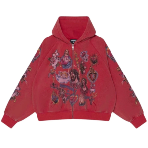 Righteous Risen King red zip up hoodie